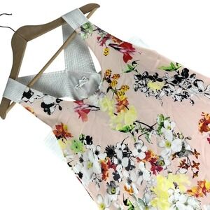 Club Monaco Floral Mini Dress Women 4 Pink Crossback Silk A-Line 00202297